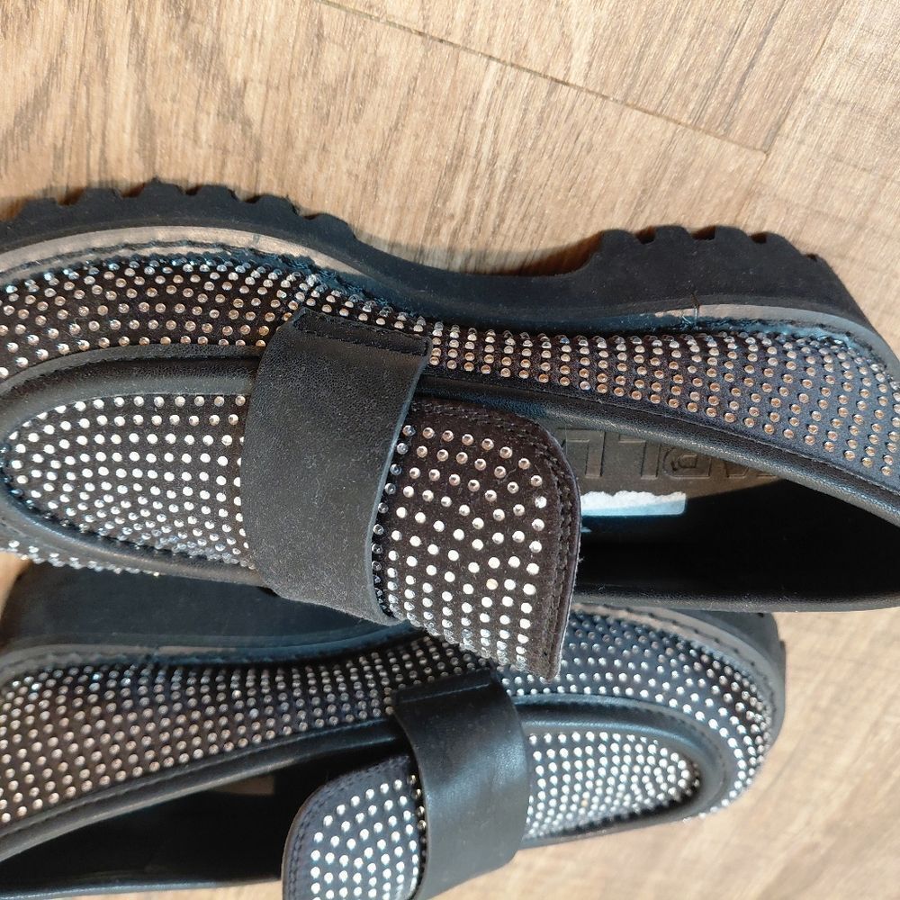 Karl Lagerfeld Paris Giana Embellished Chunky Crystal Black Sz 5.5 - Picture 4 of 7
